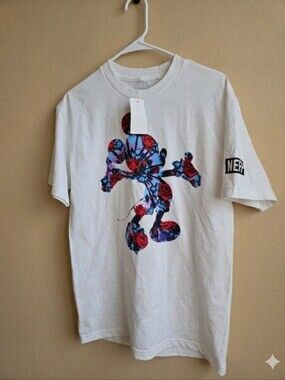 Skater Disney Colab Neff White Short Sleeve Tee Floral Mickey Mouse